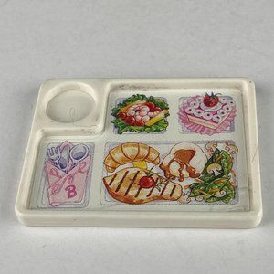 Barbie White Sectional Food Meal Tray With Cup Holder Toy Accessory Piece
